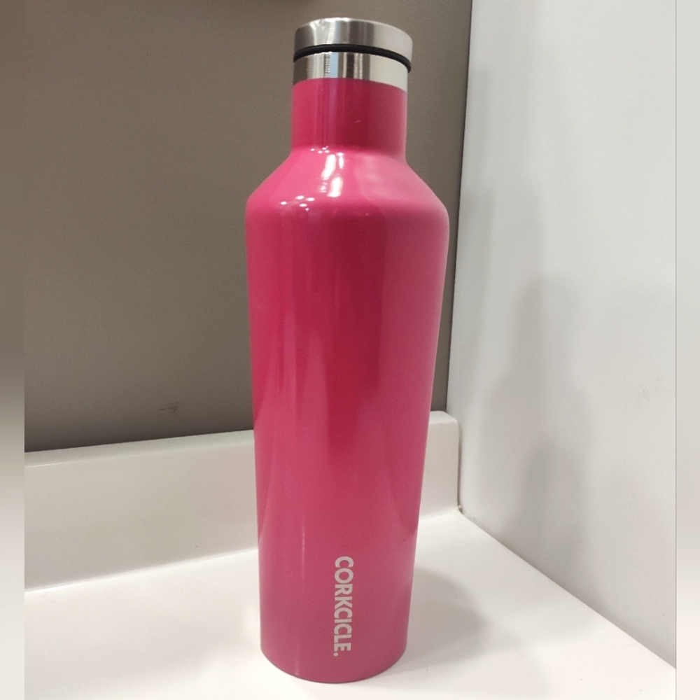 GUC Corkcicle 24 oz Stainless Steel Insulated Twist-Top Thermos Bottle, Raspberr